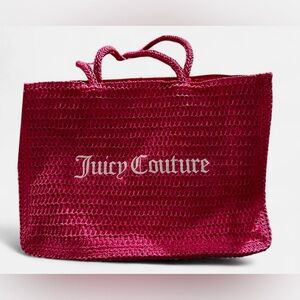 NWT Juicy Couture Pink Straw Tote Bag